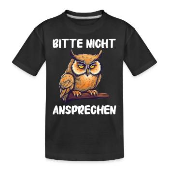 Nachteule Eule Eulen Vogel - Kinder Premium Bio T-Shirt - Schwarz - Vorne