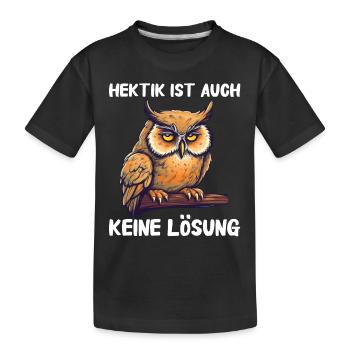 Nachteule Eule Eulen Vogel - Kinder Premium Bio T-Shirt - Schwarz - Vorne
