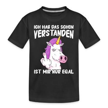 Einhorn Einhörner Fabelwesen Mystisch - Kinder Premium Bio T-Shirt - Schwarz - Vorne