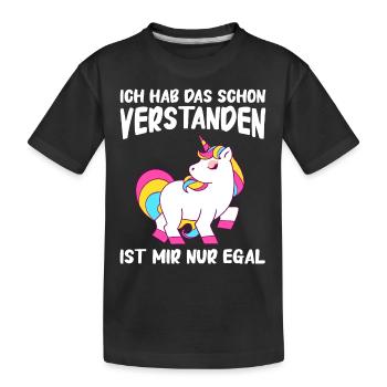 Einhorn Einhörner Fabelwesen Mystisch - Kinder Premium Bio T-Shirt - Schwarz - Vorne