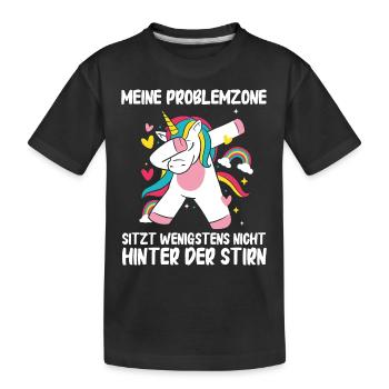 Einhorn Einhörner Fabelwesen Mystisch - Kinder Premium Bio T-Shirt - Schwarz - Vorne