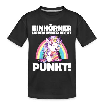 Einhorn Einhörner Fabelwesen Mystisch - Kinder Premium Bio T-Shirt - Schwarz - Vorne
