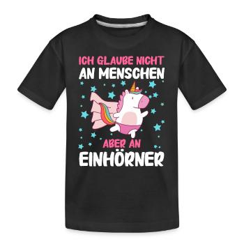 Einhorn Einhörner Fabelwesen Mystisch - Kinder Premium Bio T-Shirt - Schwarz - Vorne