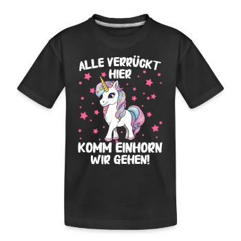 Einhorn Einhörner Fabelwesen Mystisch - Kinder Premium Bio T-Shirt - Schwarz - Vorne