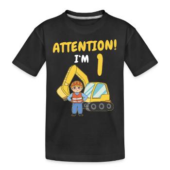 Cadeau 1 an anniversaire garçon ou fille - T-shirt bio Premium Enfant - noir - Devant