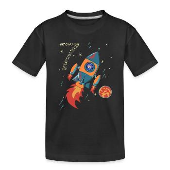 Astronaute de l’espace fusée 7 ans anniversaire - T-shirt bio Premium Enfant - noir - Devant