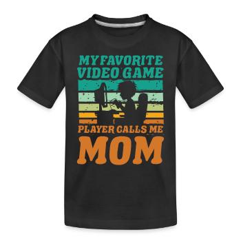 Mon joueur de jeux vidéo préféré m’appelle maman - T-shirt bio Premium Enfant - noir - Devant