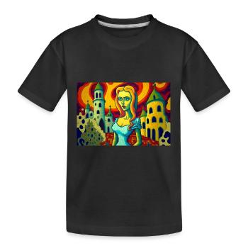 Woman in Antoni Gaudi's dream world - Kids' Premium Organic T-Shirt - black - Front