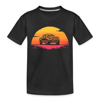 Sunrise Pick Up T-Shirt Offroad-Auto - Kinder Premium Bio T-Shirt - Schwarz - Vorne