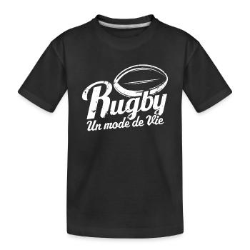 Rugby un mode de vie homme ballon de rugby - T-shirt bio Premium Enfant - noir - Devant