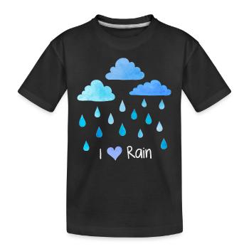 Ich liebe Regen, Regentropfen, Wetter Wolken, nass - Kinder Premium Bio T-Shirt - Schwarz - Vorne