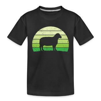 Retro Schaf T-Shirt Schaf - Kinder Premium Bio T-Shirt - Schwarz - Vorne