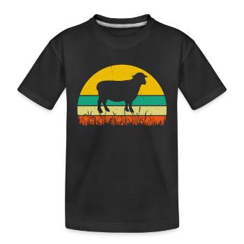 Retro Schaf T-Shirt Schaf - Kinder Premium Bio T-Shirt - Schwarz - Vorne