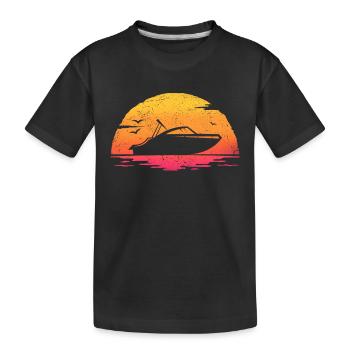 Outboard Motorboat T-shirt Yacht - Kids' Premium Organic T-Shirt - black - Front