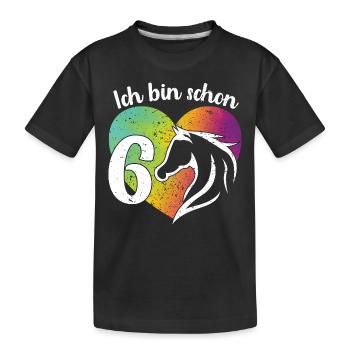Ich bin schon 6 Geburtstagsshirt Mädchen Pferd - Kinder Premium Bio T-Shirt - Schwarz - Vorne