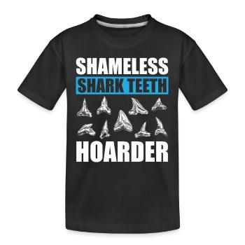 Collecting shark teeth - Kids' Premium Organic T-Shirt - black - Front