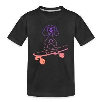 Skateboarder Skater Hund Yoga Skateboard - Kinder Premium Bio T-Shirt - Schwarz - Vorne
