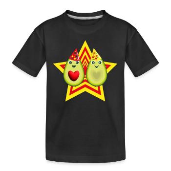 Avocado Liebe mit Stern. - Kinder Premium Bio T-Shirt - Schwarz - Vorne