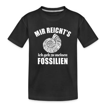 Mir reicht's, ich geh zu meinen Fossilien Ammonit - Kinder Premium Bio T-Shirt - Schwarz - Vorne