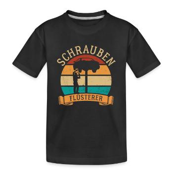 Schrauben Flüsterer Schrauber Mechaniker Kfz - Kinder Premium Bio T-Shirt - Schwarz - Vorne