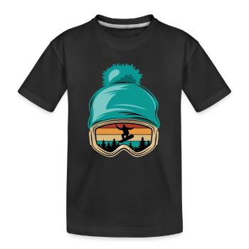 Snowboard, Halfpipe, Wintersport, Skibrille - Kinder Premium Bio T-Shirt - Schwarz - Vorne