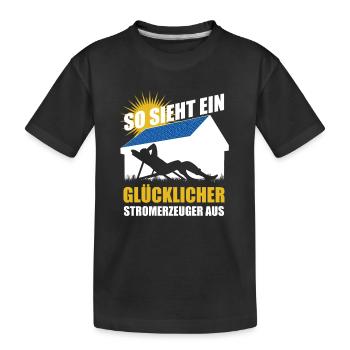 So sieht ein glücklicher Stromerzeuger aus - Solar - Kinder Premium Bio T-Shirt - Schwarz - Vorne