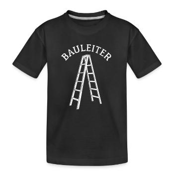 Bauleiter - Baustelle - Leiter Wortspiel - Kinder Premium Bio T-Shirt - Schwarz - Vorne
