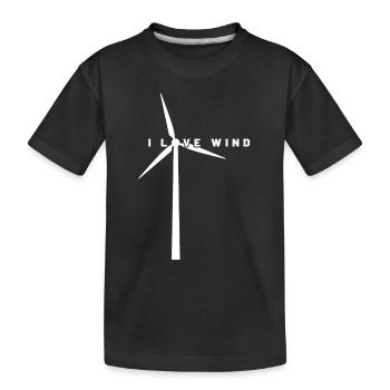 Énergie éolienne - J’aime le vent - Énergie éolienne - Parc éolien - T-shirt bio Premium Enfant - noir - Devant
