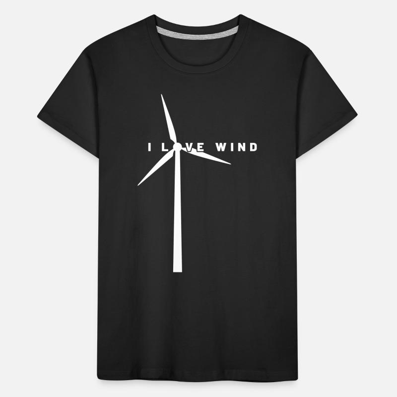 Énergie éolienne - J’aime le vent - Énergie éolienne - Parc éolien T-shirt bio Premium Enfant