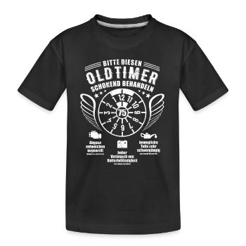 Oldtimer schonend behandeln - 75. Geburtstag - Kinder Premium Bio T-Shirt - Schwarz - Vorne