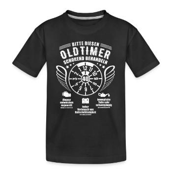 Oldtimer schonend behandeln - 40. Geburtstag - Kinder Premium Bio T-Shirt - Schwarz - Vorne