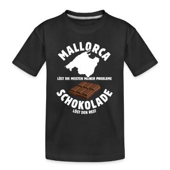 Mallorca löst meine Probleme - Schoko Spruch - Kinder Premium Bio T-Shirt - Schwarz - Vorne