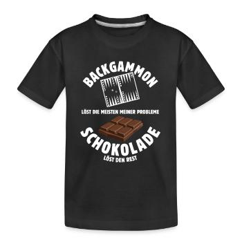 Backgammon löst meine Probleme - Schoko Spruch - Kinder Premium Bio T-Shirt - Schwarz - Vorne