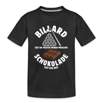 Billard löst meine Probleme - Schoko Spruch - Kinder Premium Bio T-Shirt - Schwarz - Vorne