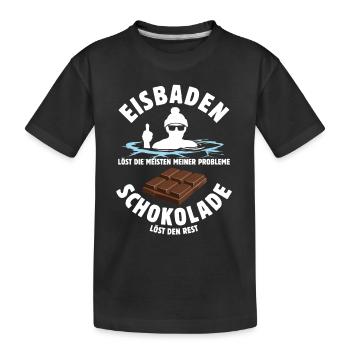 Eisbaden löst meine Probleme - Schoko Spruch - Kinder Premium Bio T-Shirt - Schwarz - Vorne