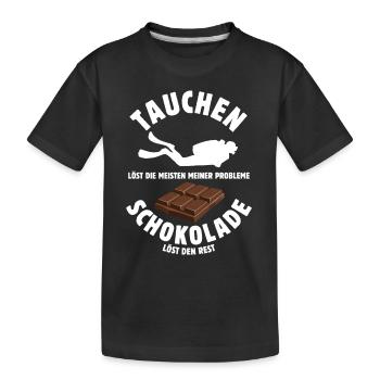 Tauchen löst meine Probleme - Schoko Spruch - Kinder Premium Bio T-Shirt - Schwarz - Vorne