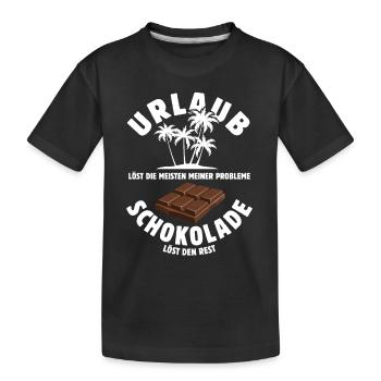 Urlaub löst meine Probleme - Schoko Spruch - Kinder Premium Bio T-Shirt - Schwarz - Vorne