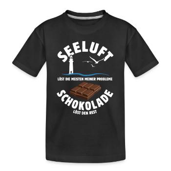 Seeluft löst meine Probleme - Schoko Spruch - Kinder Premium Bio T-Shirt - Schwarz - Vorne