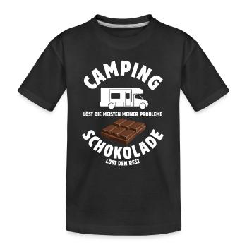 Camping löst meine Probleme - Schoko Spruch - Kinder Premium Bio T-Shirt - Schwarz - Vorne