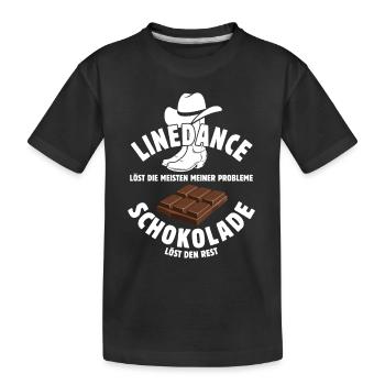 Linedance löst meine Probleme - Schoko Spruch - Kinder Premium Bio T-Shirt - Schwarz - Vorne