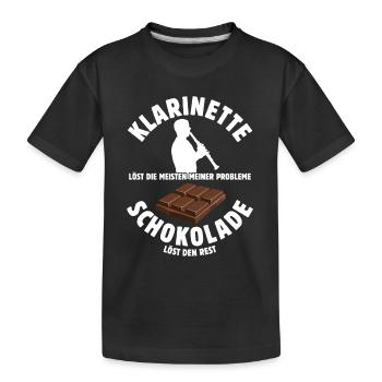 Klarinette löst meine Probleme - Schoko Spruch - Kinder Premium Bio T-Shirt - Schwarz - Vorne