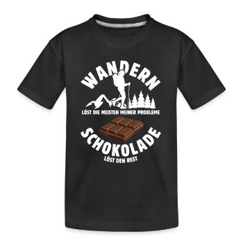 Wandern löst meine Probleme - Schoko Spruch - Kinder Premium Bio T-Shirt - Schwarz - Vorne