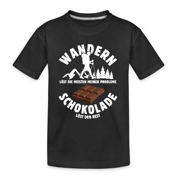 Wandern löst meine Probleme - Schoko Spruch - Kinder Premium Bio T-Shirt - Schwarz - Vorne