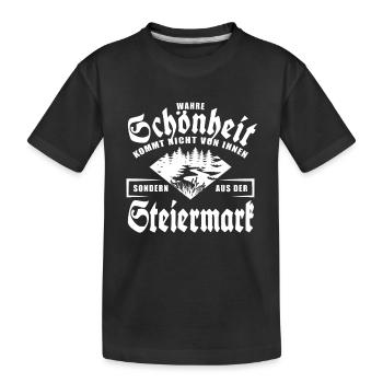 Wahre Schönheit kommt nicht von innen, Steiermark - Kinder Premium Bio T-Shirt - Schwarz - Vorne