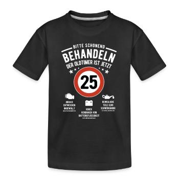 Oldtimer schonend behandeln - 25. Geburtstag - Kinder Premium Bio T-Shirt - Schwarz - Vorne