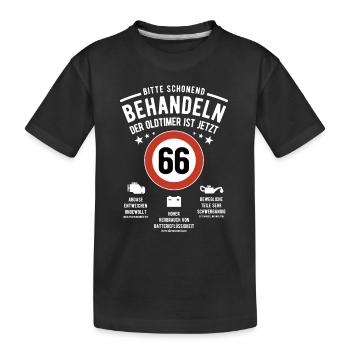 Oldtimer schonend behandeln - 66. Geburtstag - Kinder Premium Bio T-Shirt - Schwarz - Vorne