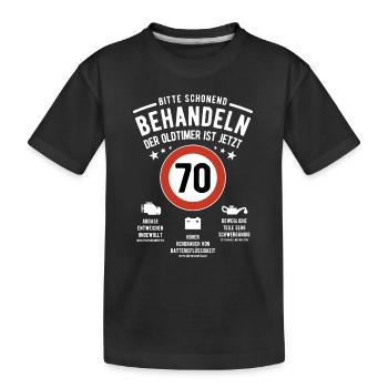 Oldtimer schonend behandeln - 70. Geburtstag - Kinder Premium Bio T-Shirt - Schwarz - Vorne