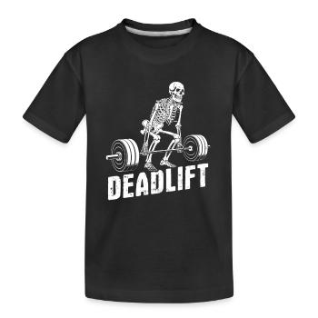 Skelett, Deadlift, Kraftsport, Training - Kinder Premium Bio T-Shirt - Schwarz - Vorne