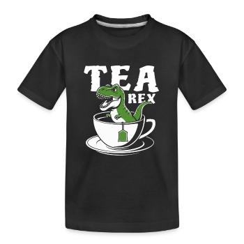 Tea Rex - Ein T-Rex in der T-Rex - Wortspiel - Kinder Premium Bio T-Shirt - Schwarz - Vorne