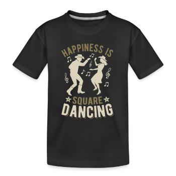 Happiness is Square Dancing - Country Fan - Kids' Premium Organic T-Shirt - black - Front